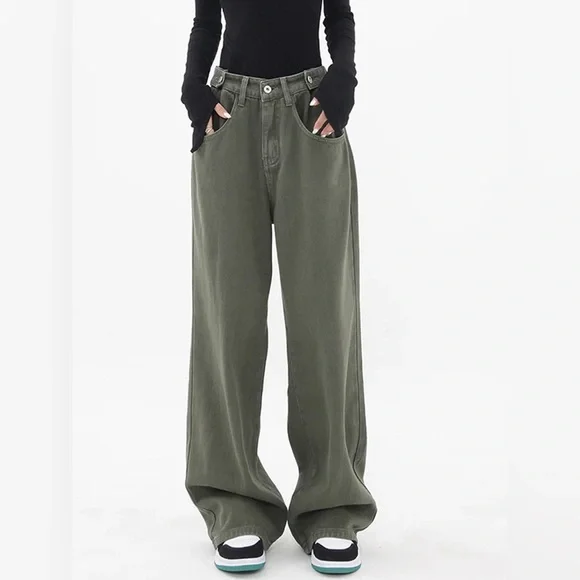 Commense Olive Wide Leg Jeans - Picture 2 of 6